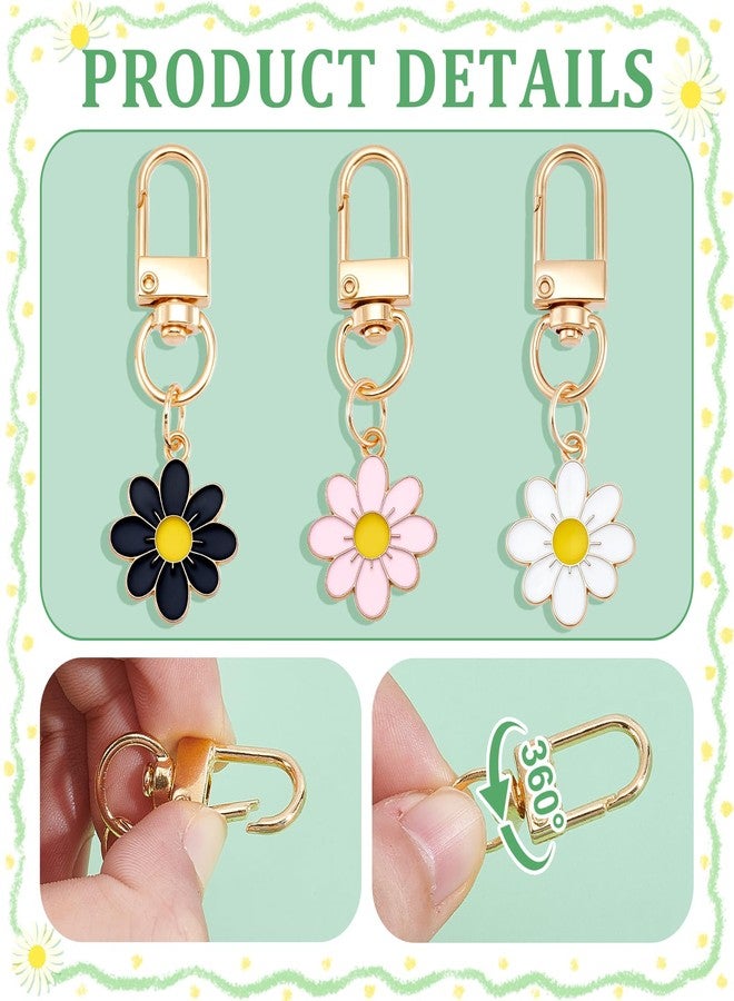 twinklemon 60PCS Flower Keychain Bulk Daisy Aesthetic Keychain Cute Bags Charms Key Chain Pendant Bulk Key Ring Charms for Handbags Earphone Case Purse Accessories - Image 3